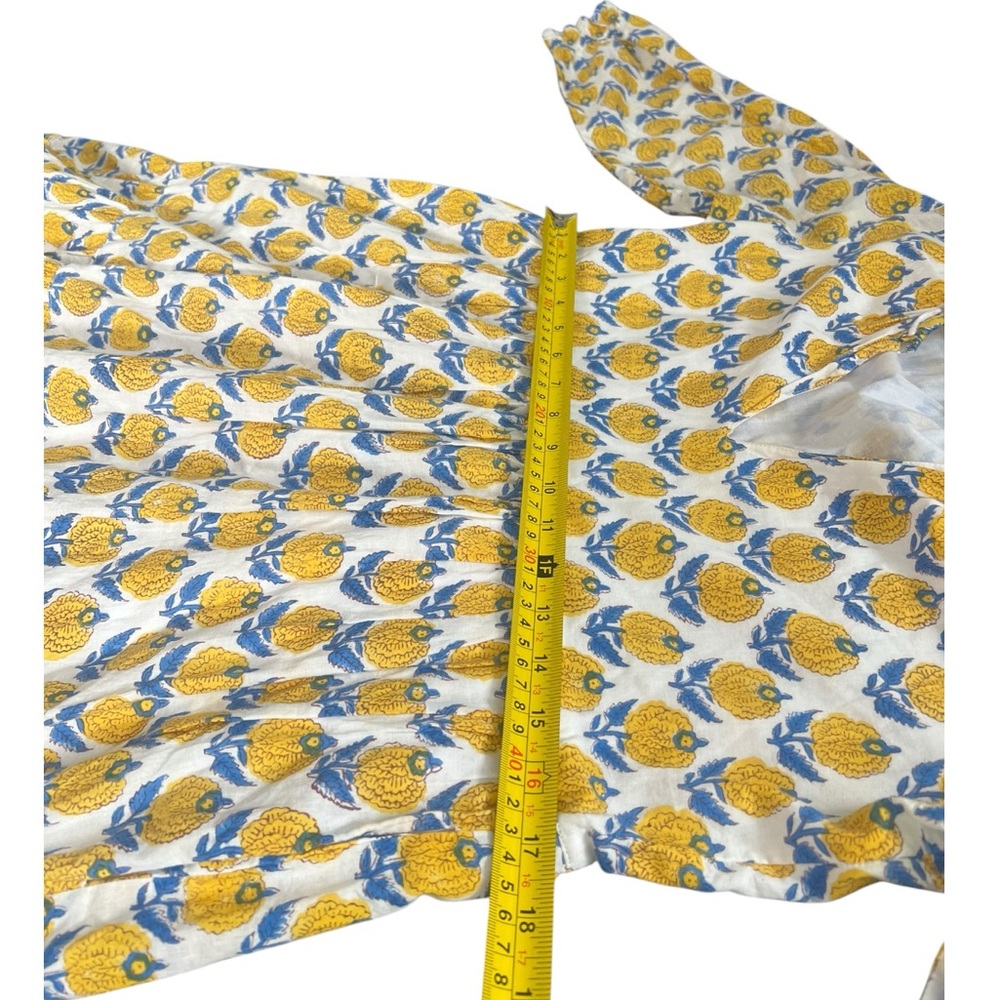 Madison Mathews Ginger Folly Mini Dress Floral Print Blue Yellow Sundress XS - Picture 4 of 9
